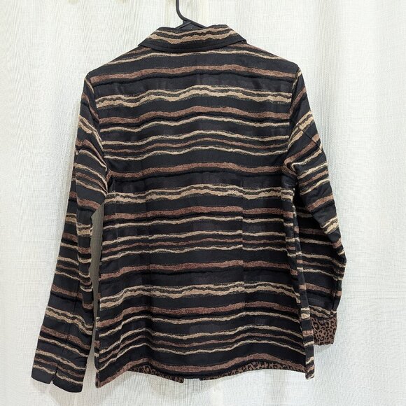 Christopher & Banks Women's Blazer Jacket M Button Down Brown Tapestry Style - Picture 8 of 8